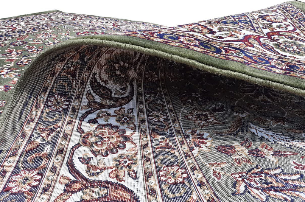 Green Color Kashmiri Persian Design Area Rug