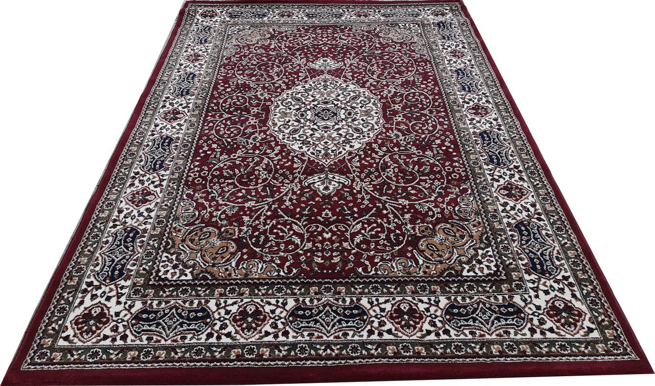 Maroon Color Kashmiri Persian Design Area Rug