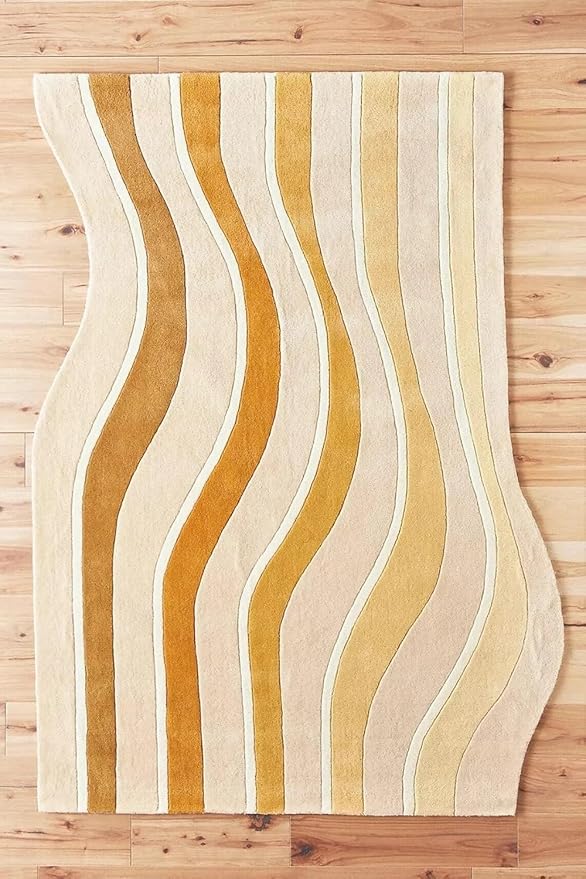 Beige Hand-Tufted Irregular Rug