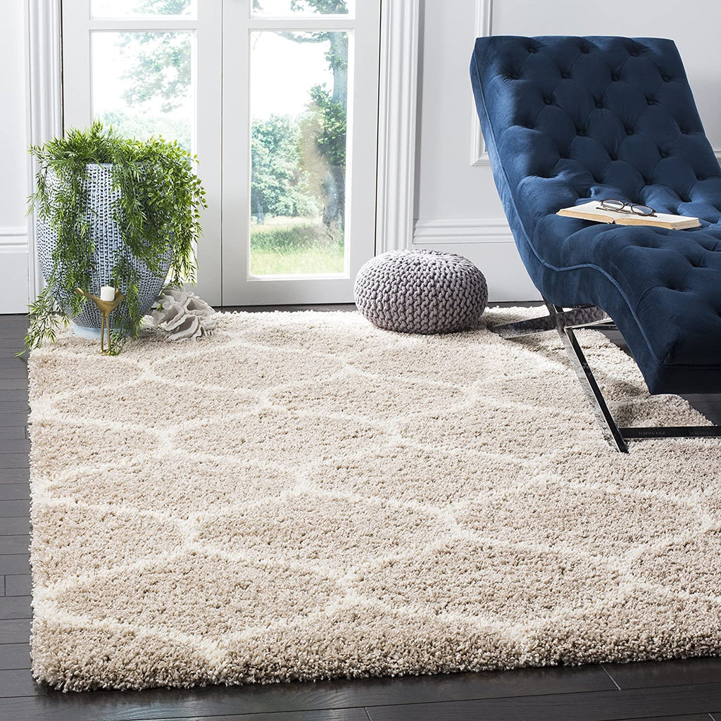 Beige Moraccan Shaggy Carpet | Soft & Fluffy Microfiber Area Rug