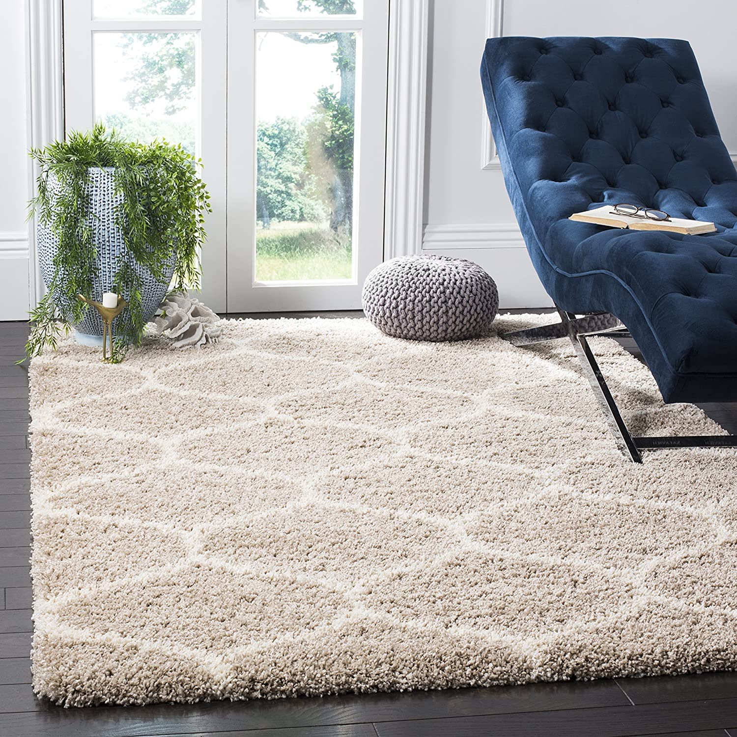 Beige Moraccan Shaggy Carpet | Soft & Fluffy Microfiber Area Rug