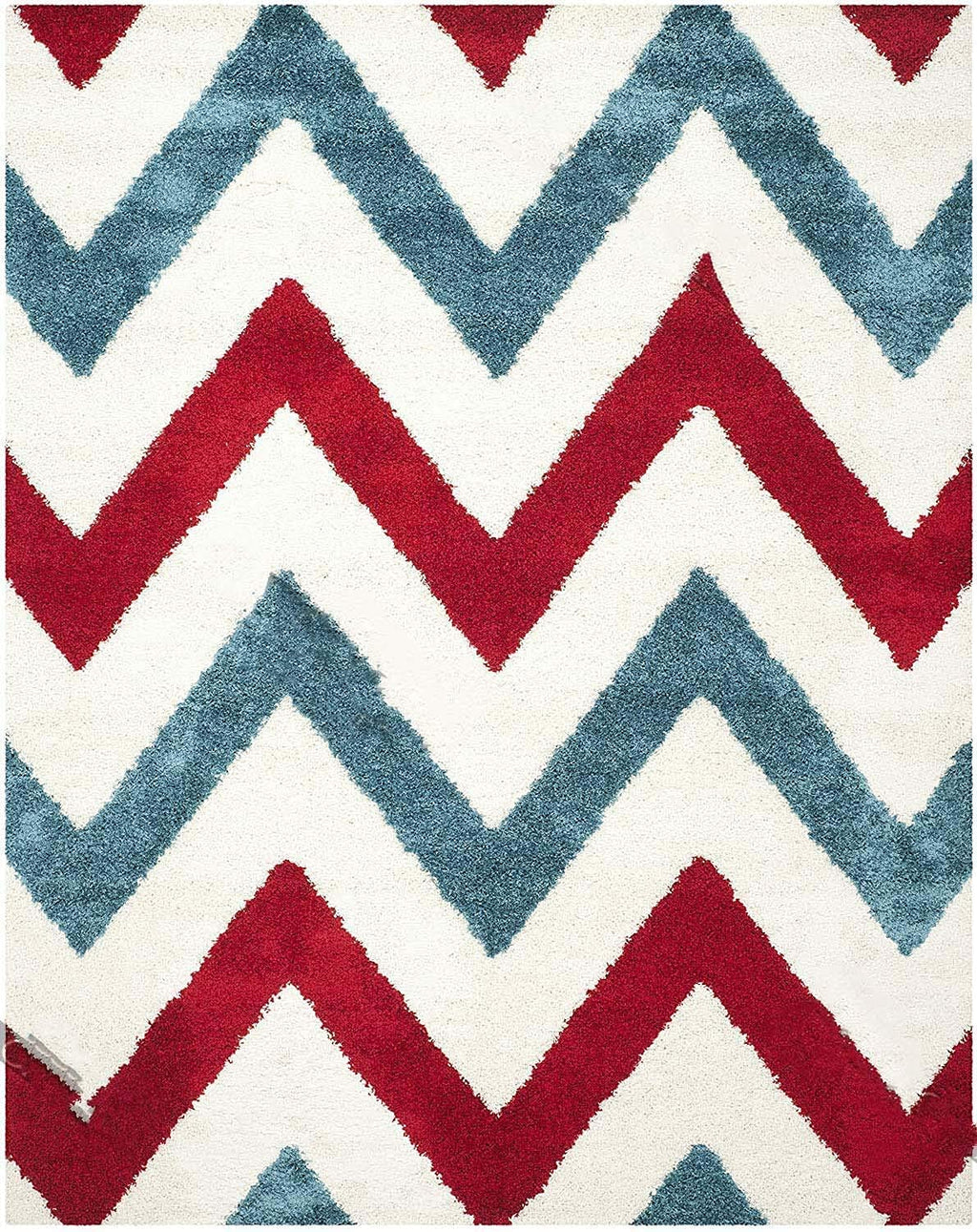 Multicolor Zig-Zag Shaggy Carpet | Soft & Fluffy Microfiber Area Rug