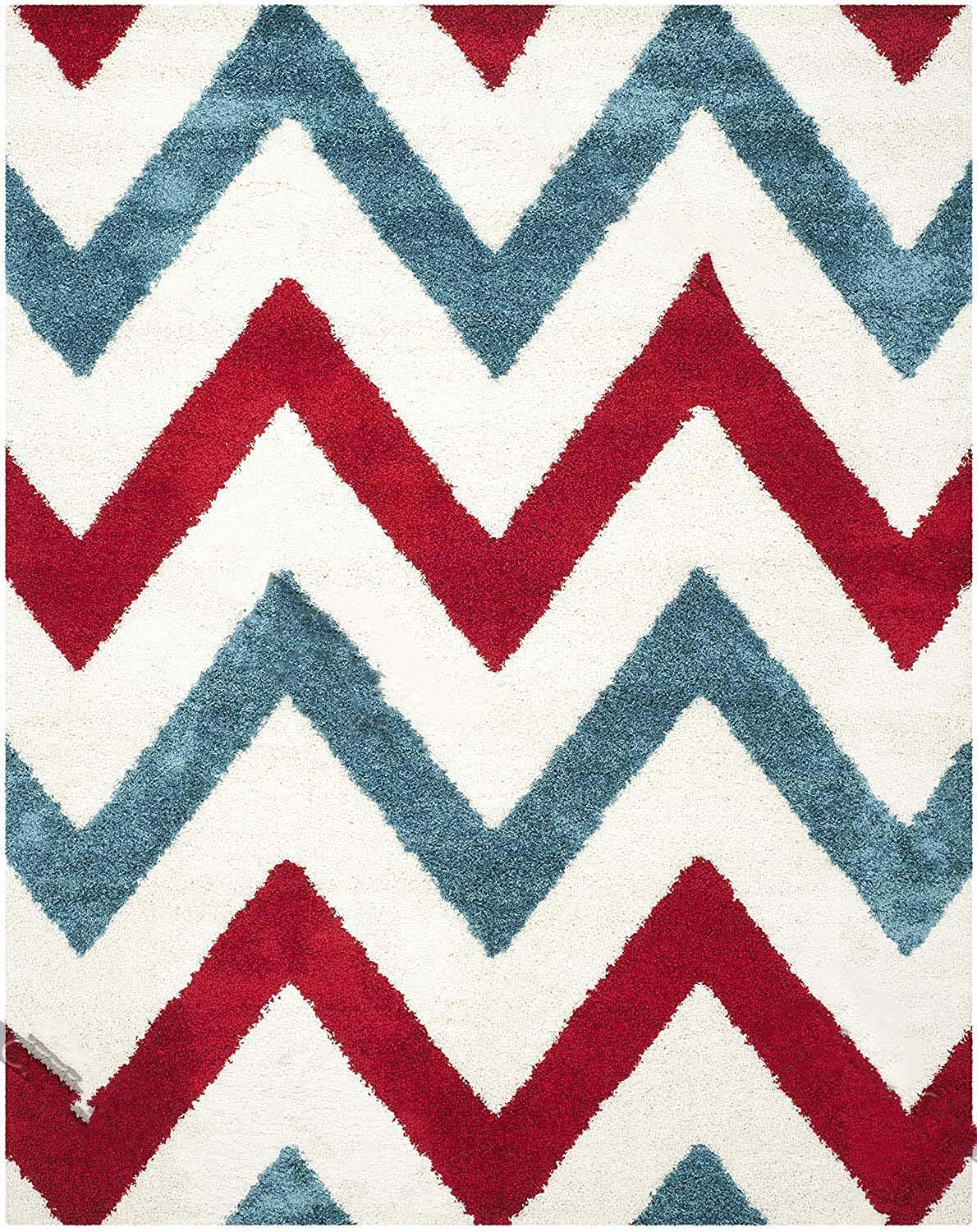 Multicolor Zig-Zag Shaggy Carpet | Soft & Fluffy Microfiber Area Rug