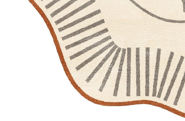 Ivory & Rust Color High-Low Hand-Tufted Wool Rug