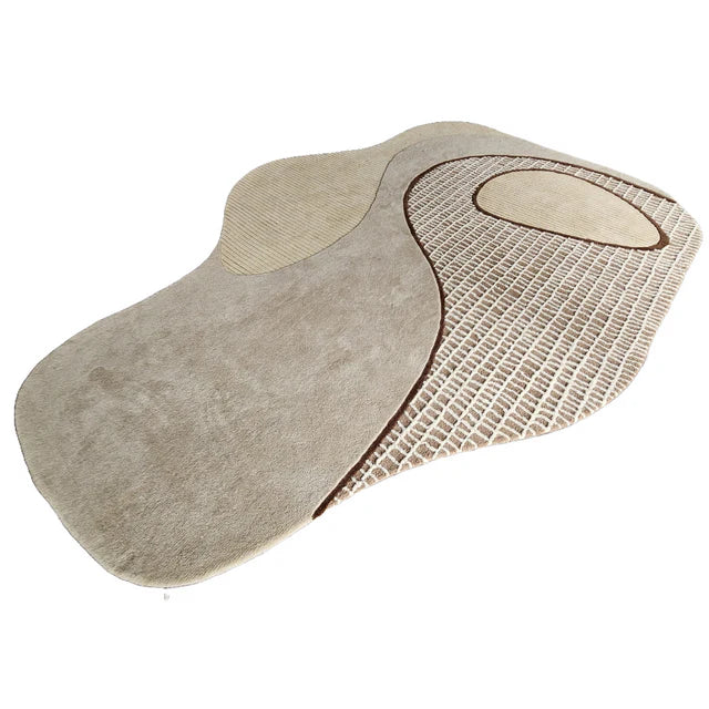 Beige Color Hand-Tufted Irregular Rug