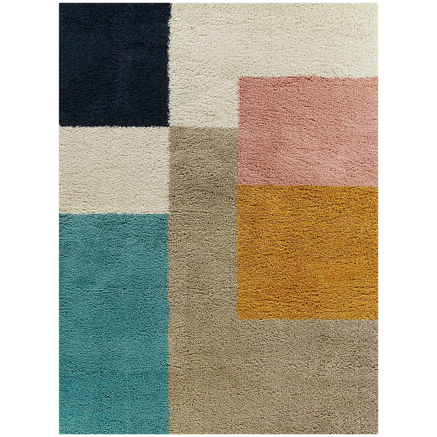 Multi Color Box Shaggy Carpet | Luxurious Handmade Microfiber Area Rug