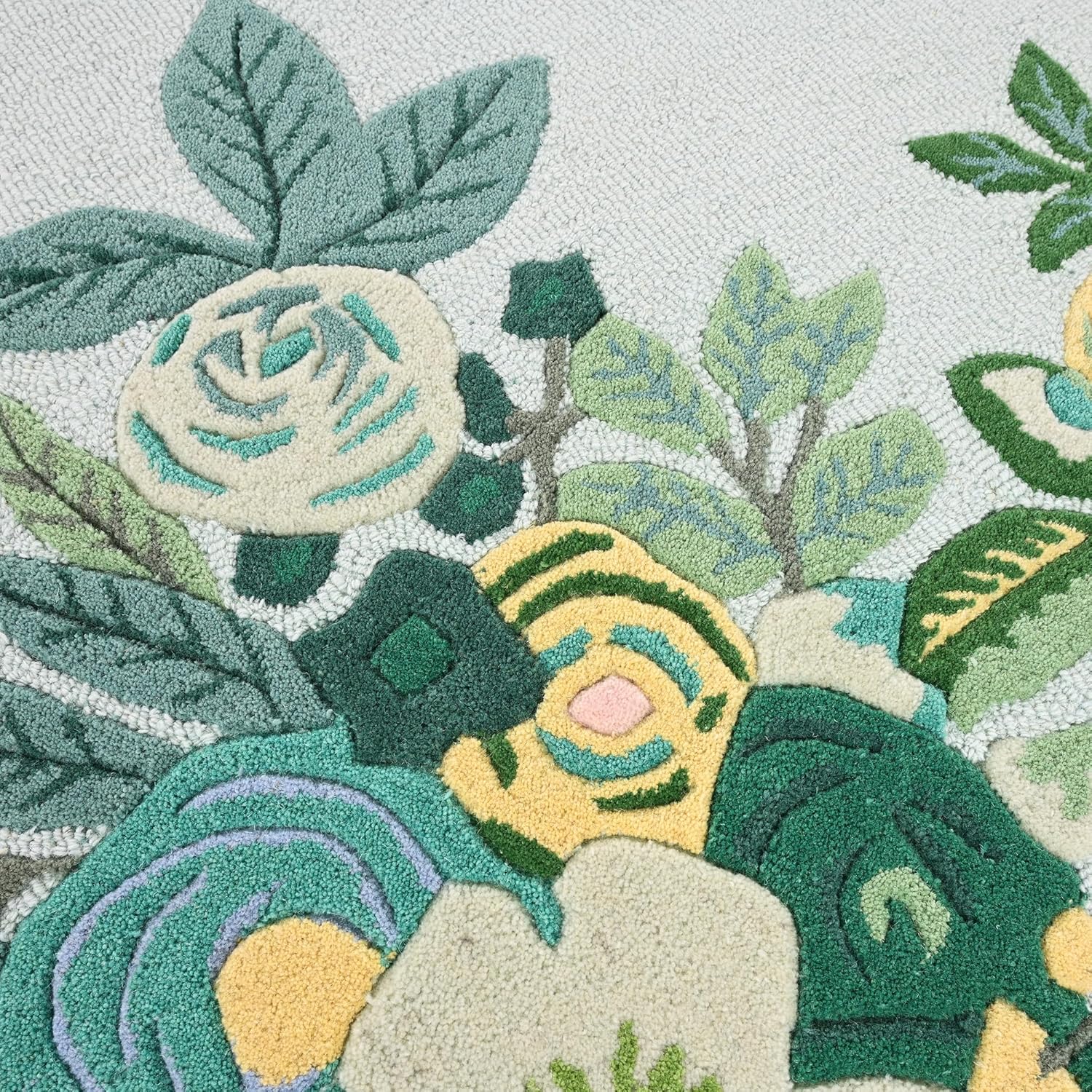 Verdant Foliage Hand-Tufted Irregular Rug