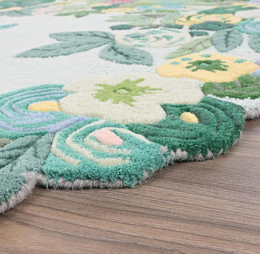 Verdant Foliage Hand-Tufted Irregular Rug