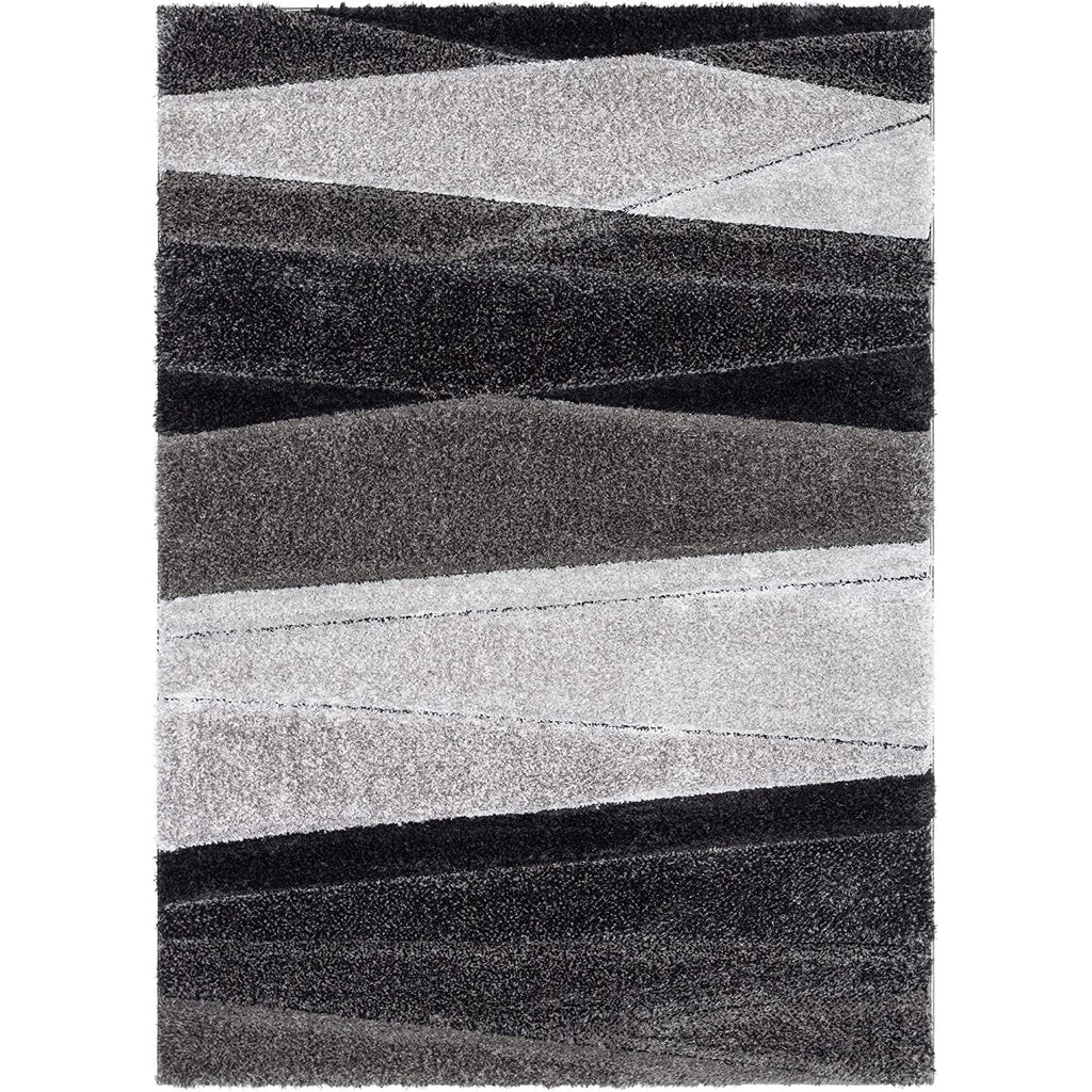 Black & Grey Stripes Carpet | Soft & Fluffy Microfiber Area Rug
