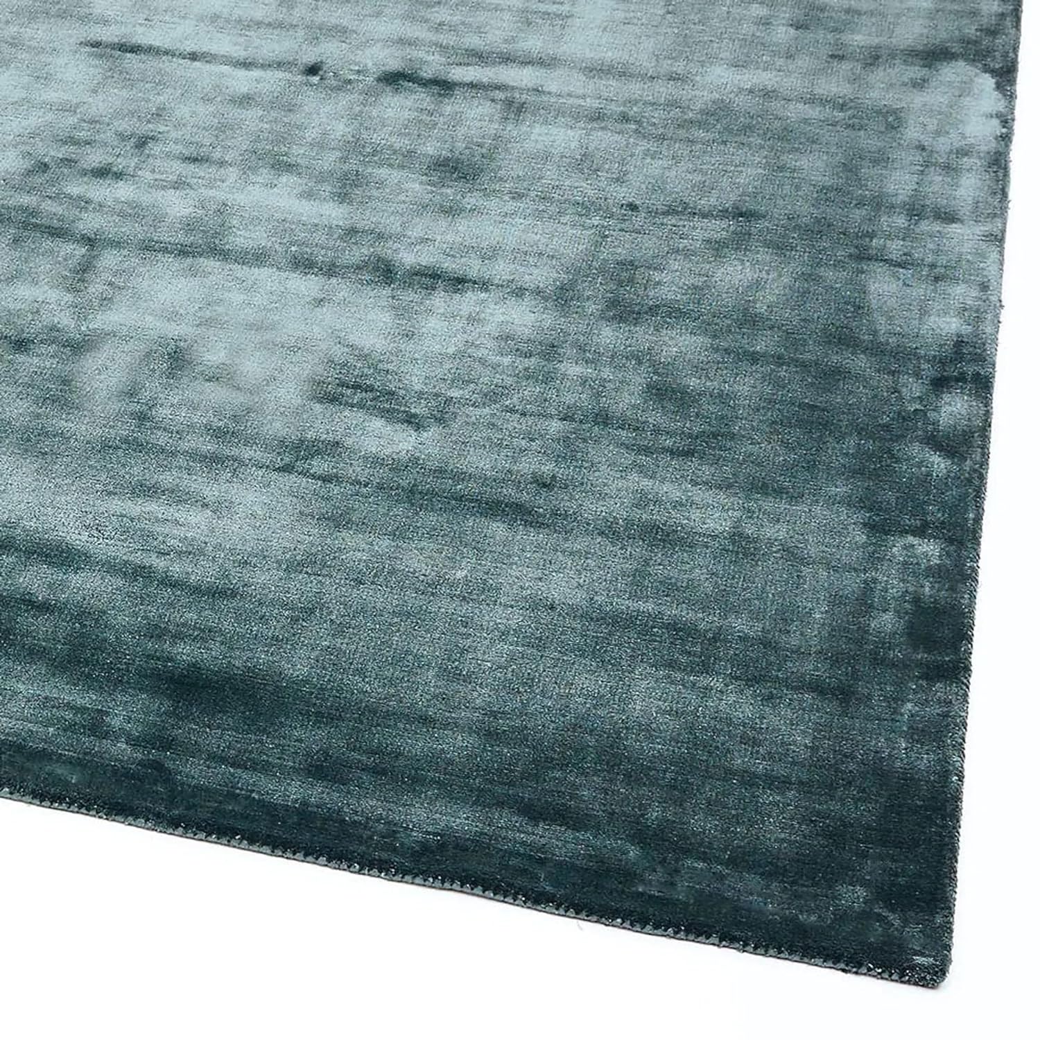 Encore Teal Ethereal Weft Viscose Silk Hand-Tufted Rug