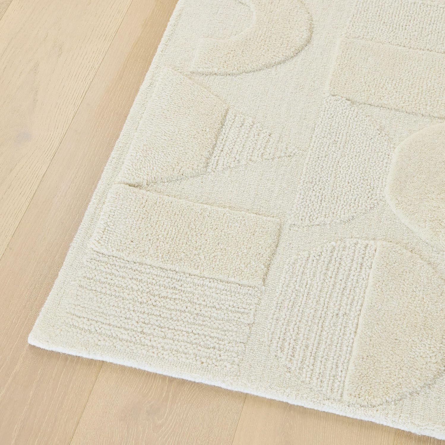 Ivory Cut-Loop Hand-Tufted Wool Rug