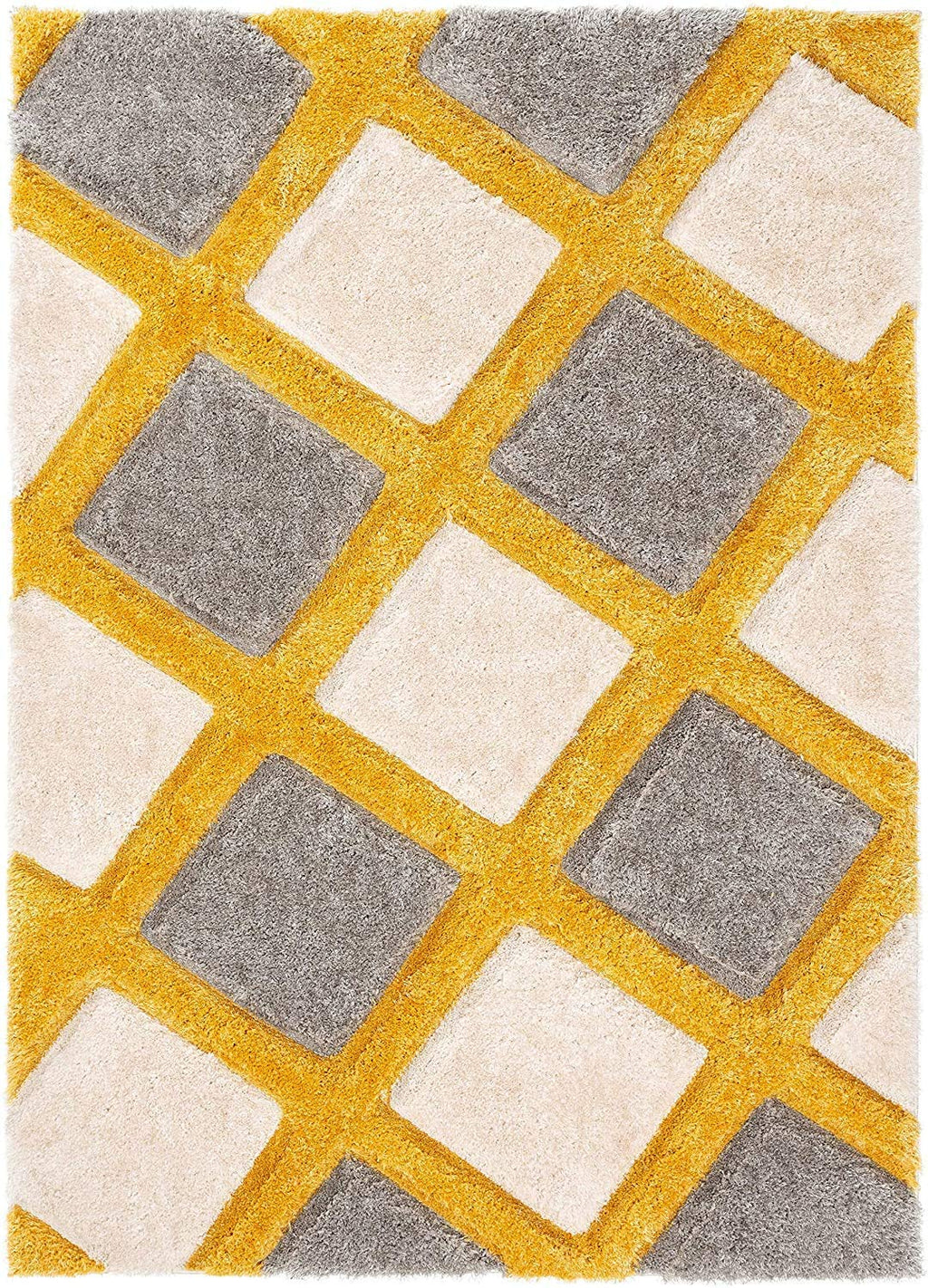 Yellow & Grey Shaggy Carpet | Luxurious Handmade Microfiber Area Rug