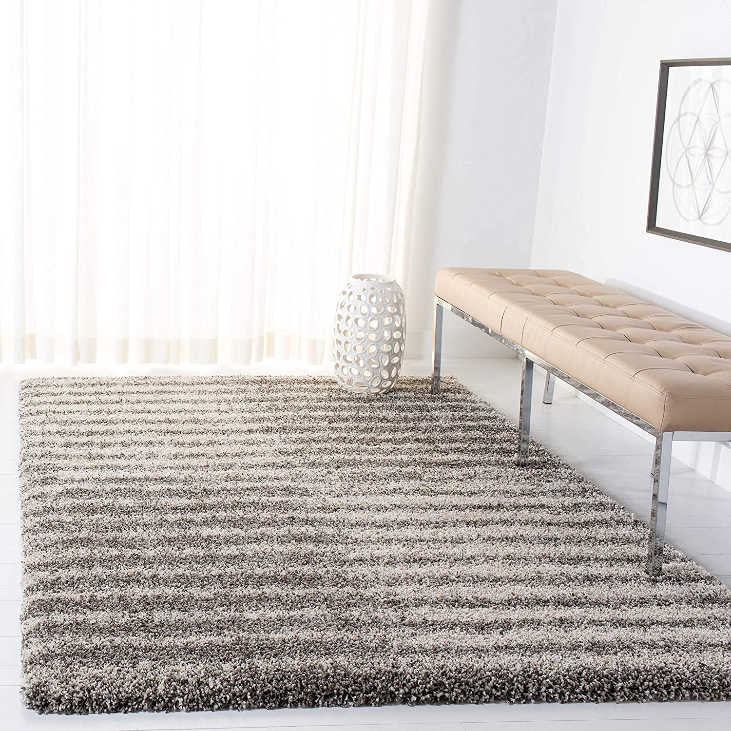 Grey Handmade Ombre Microfibre Carpet – Soft Area Rug for Living Room, Bedroom & Hall