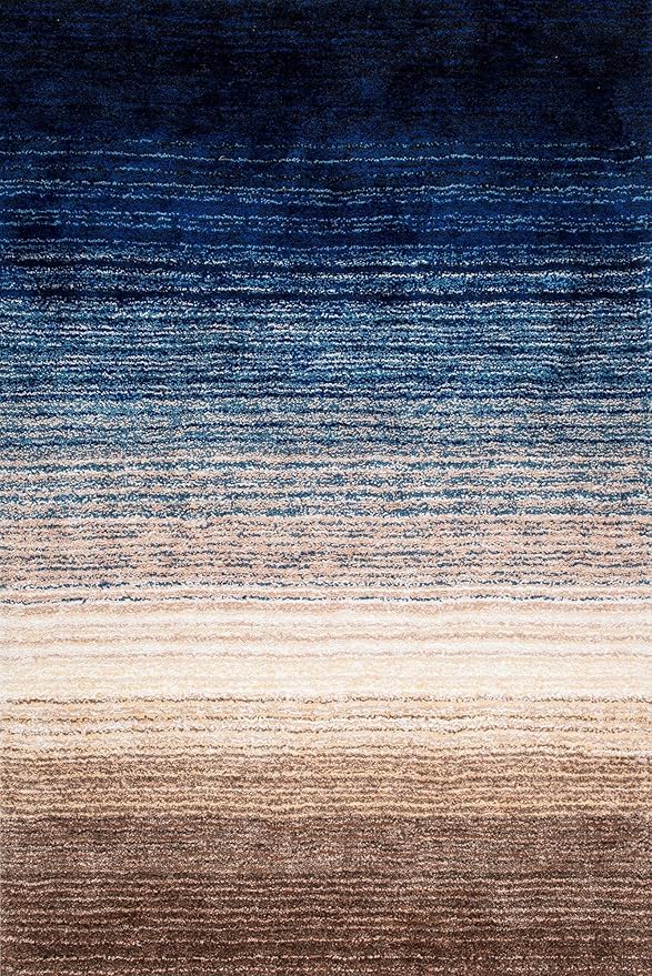Blue Handmade Ombre Microfibre Carpet – Soft Area Rug for Living Room, Bedroom & Hall