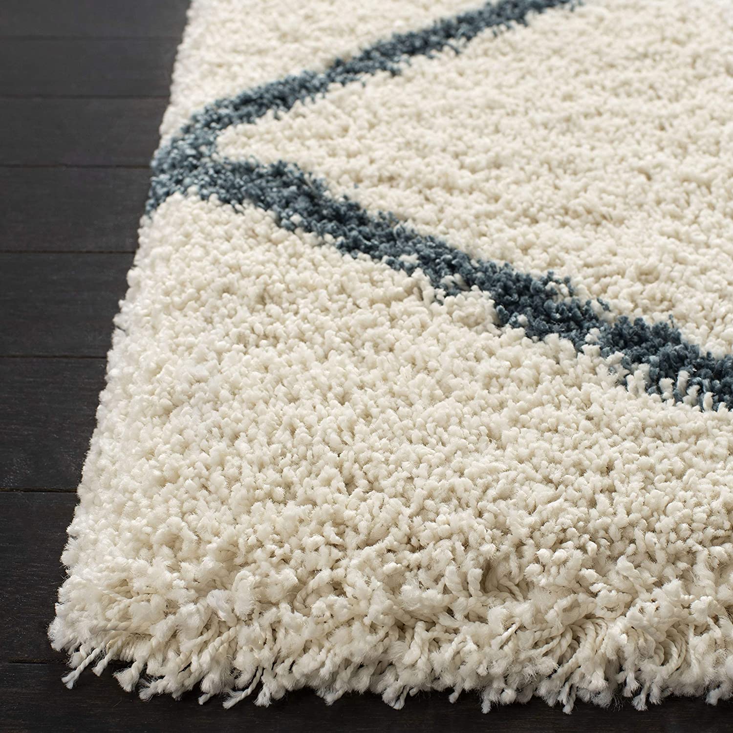 Ivory Square Box Shaggy Carpet | Soft & Fluffy Microfiber Area Rug