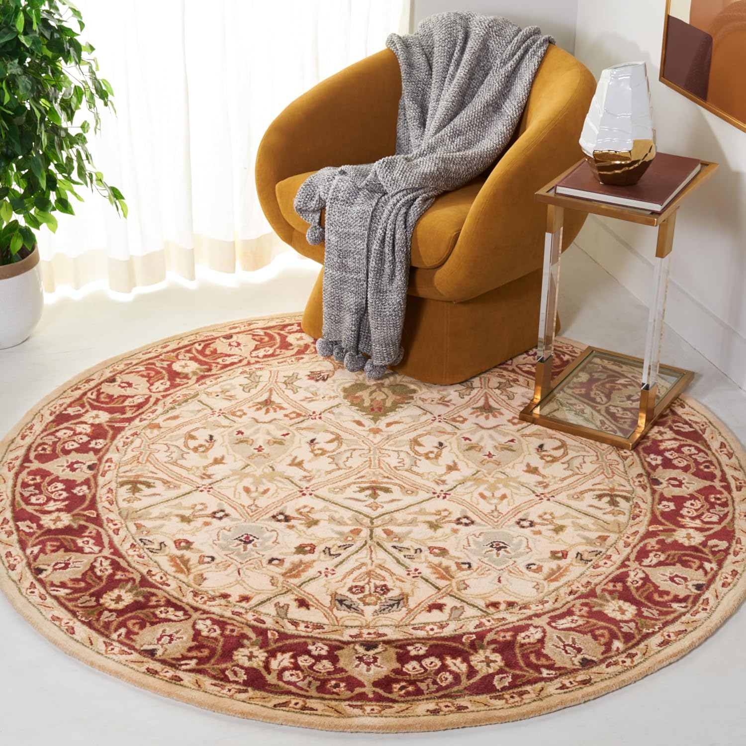 Gold Luxury Persian Round Rug