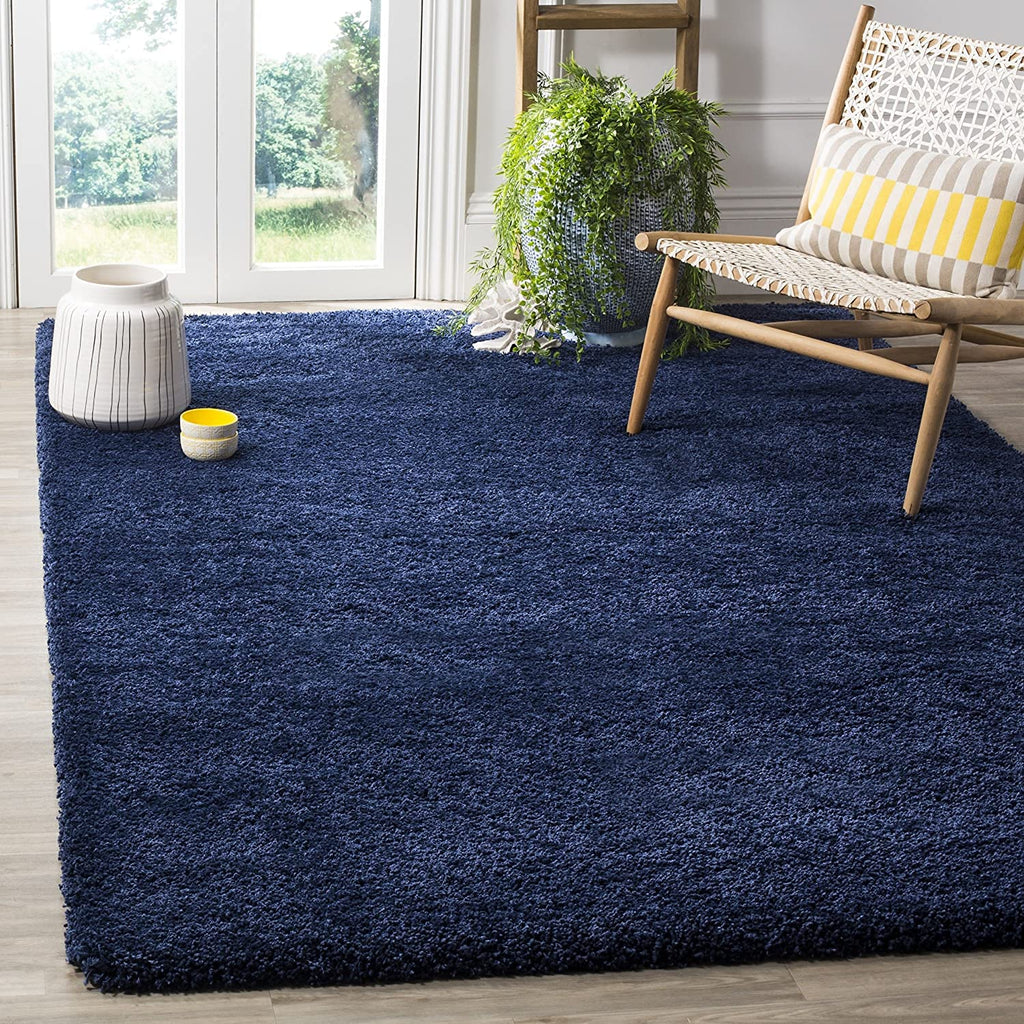 Navy Blue Handmade Shaggy Carpet – Ultra Soft Area Rug for Living Room & Bedroom