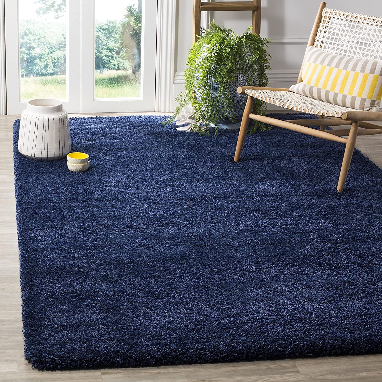 Navy Blue Handmade Shaggy Carpet – Ultra Soft Area Rug for Living Room & Bedroom