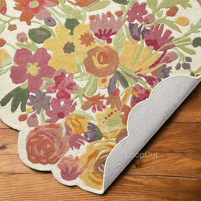 Multicolor Foliage Hand-Tufted Irregular Rug