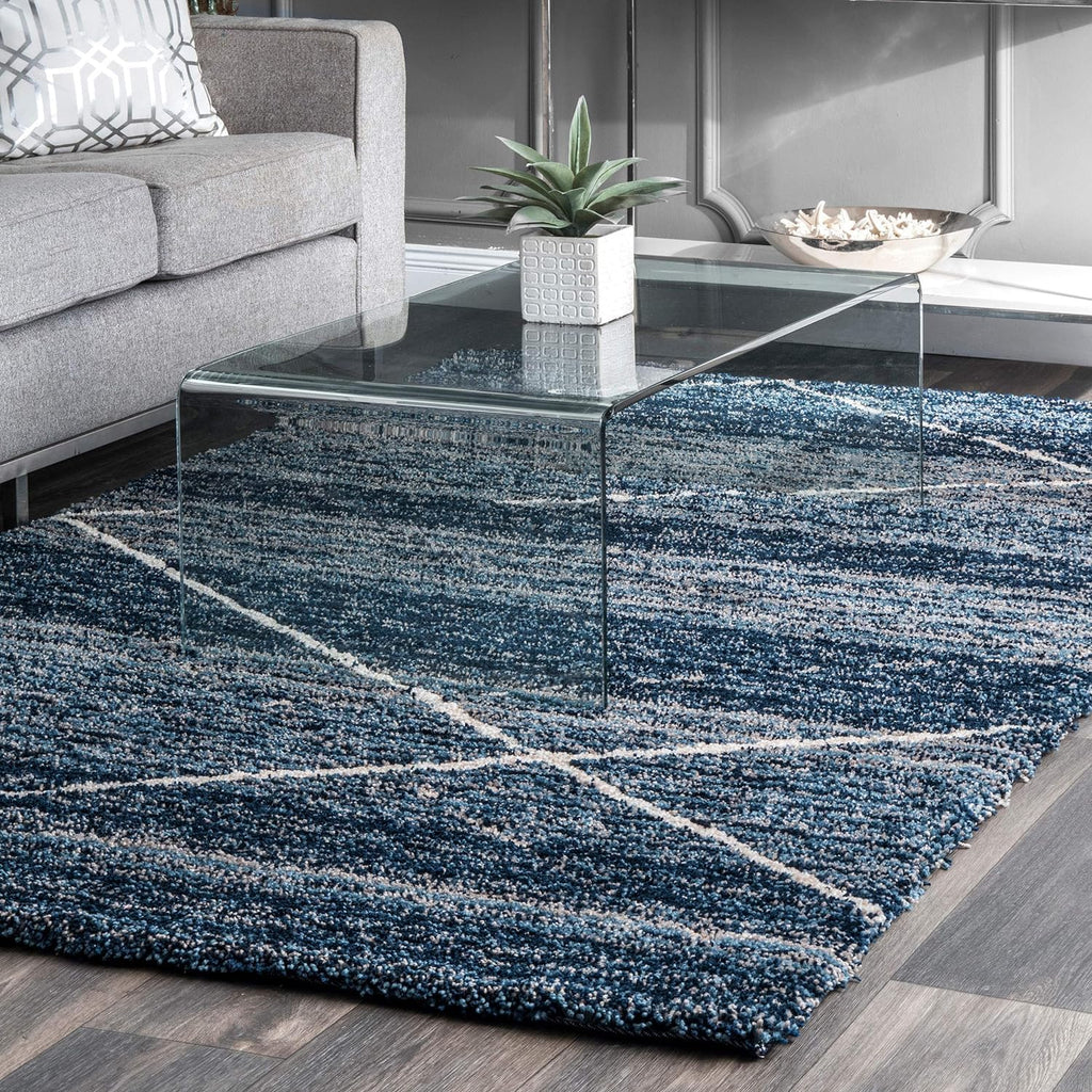 Blue Handmade Ombre Microfibre Carpet – Soft Area Rug for Living Room, Bedroom & Hall