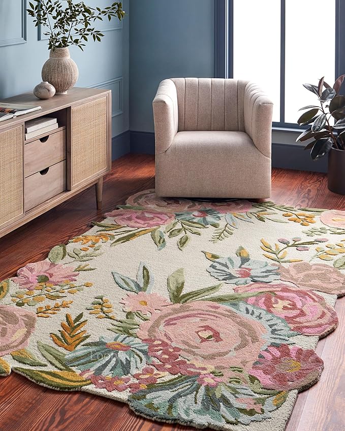 Multicolor Foliage Hand-Tufted Irregular Rug