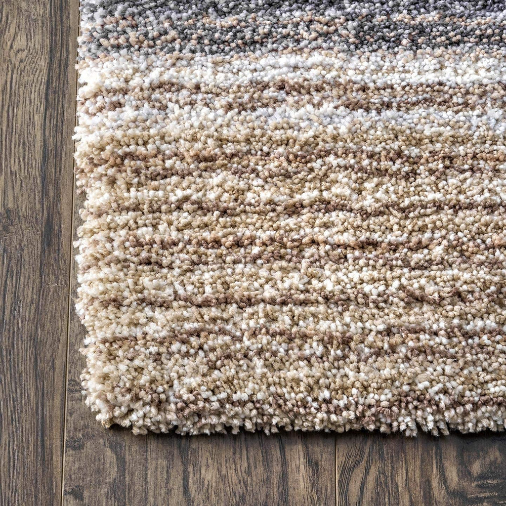 Beige Handmade Ombre Microfibre Carpet – Soft Area Rug for Living Room, Bedroom & Hall
