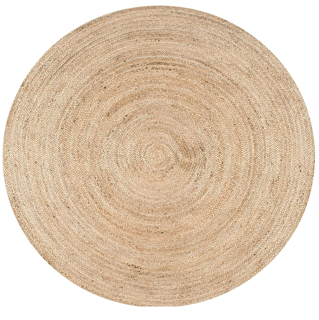 Natural Beige Round Handmade Braided Jute Rug
