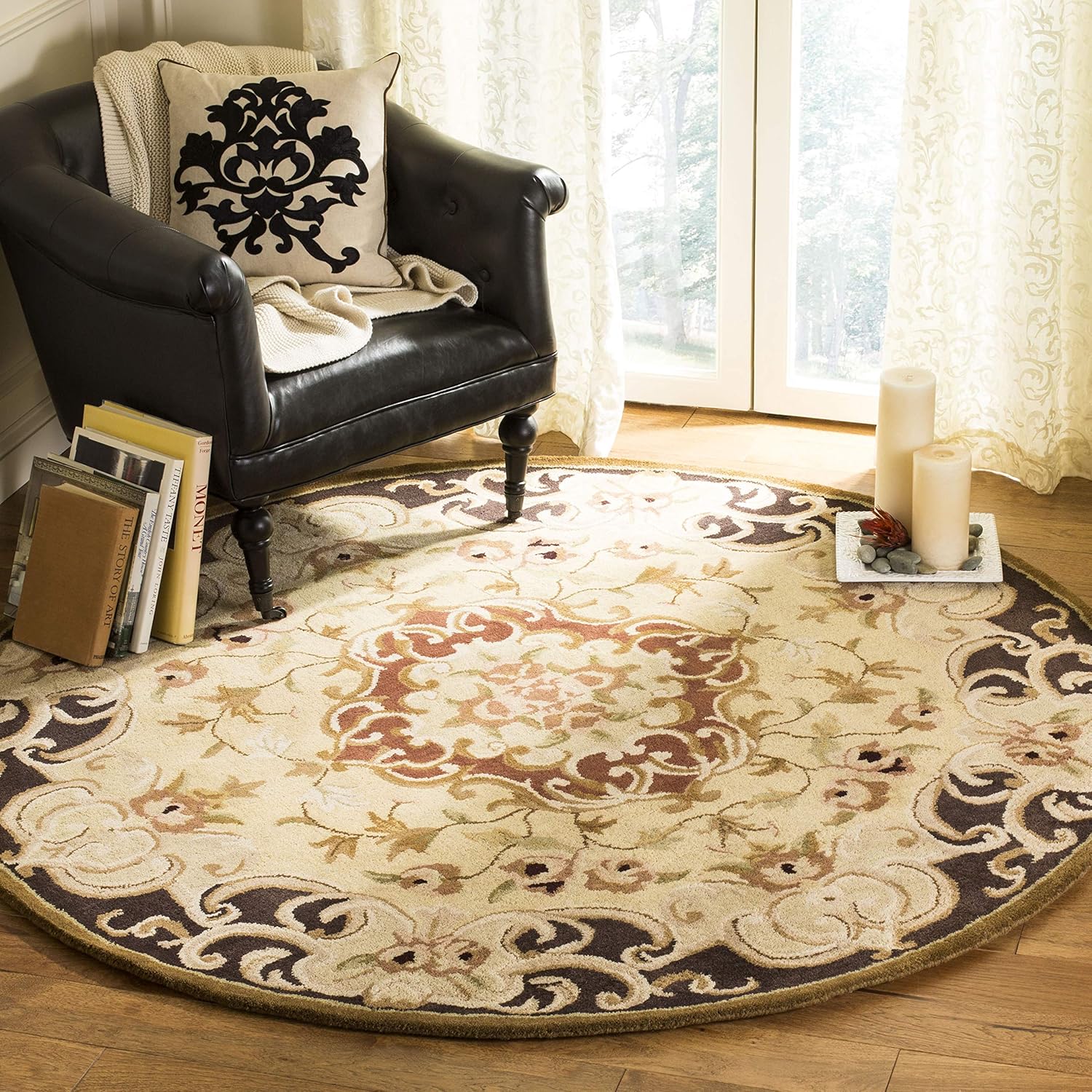 Beige Majestic Persian Round Carpet