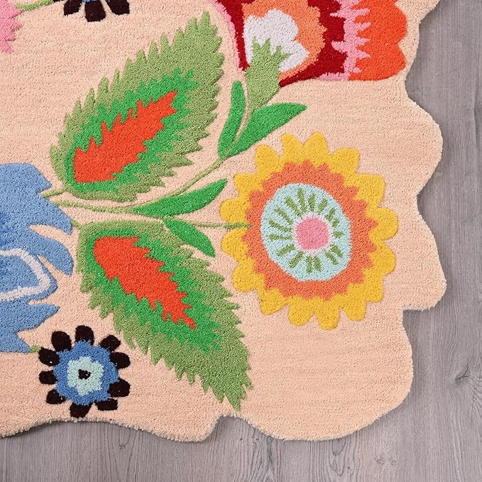 Almond Foliage Hand-Tufted Irregular Rug