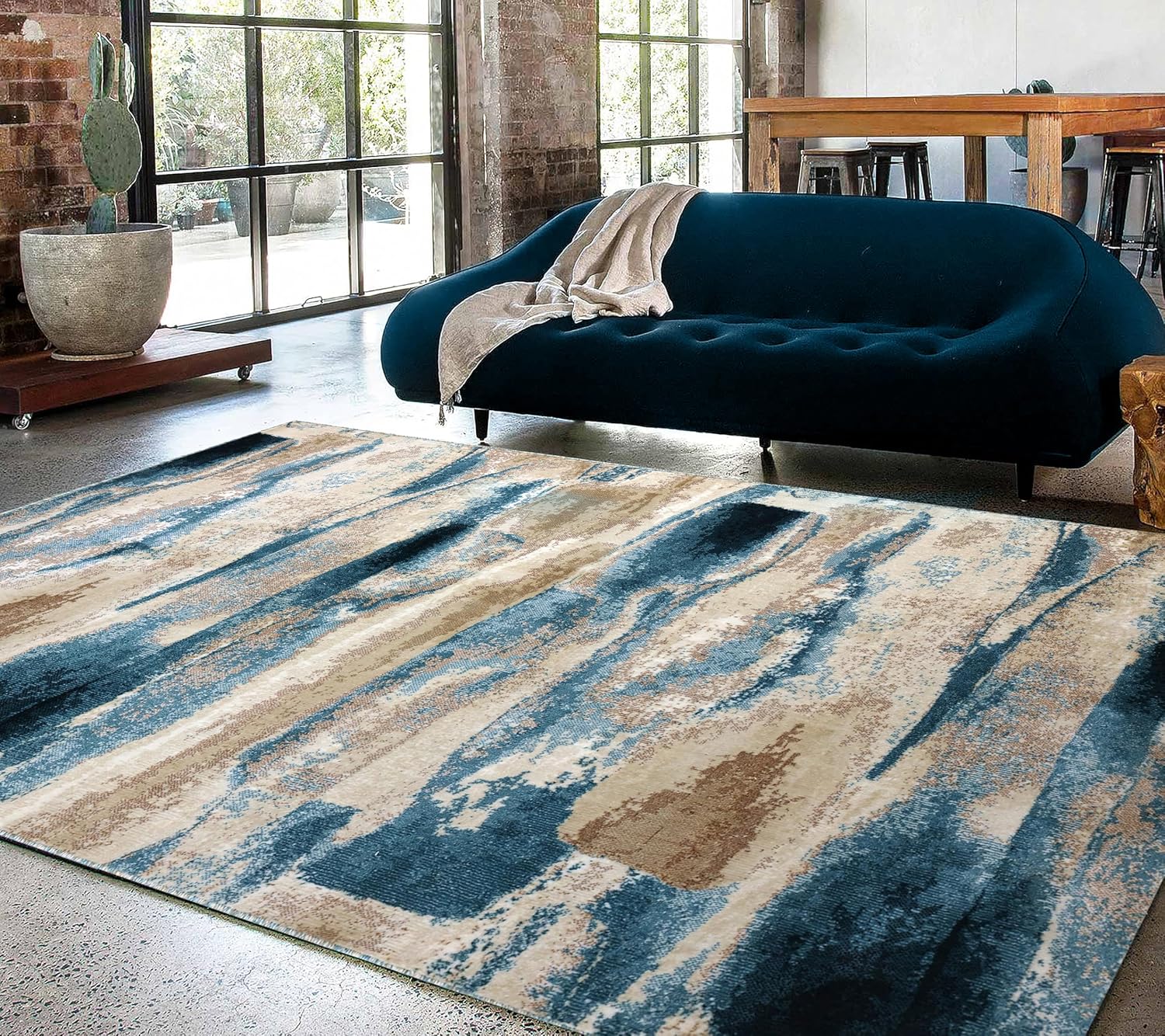 Stylish Modern Abstract Area Rug – Non-Shedding Bedroom Carpet