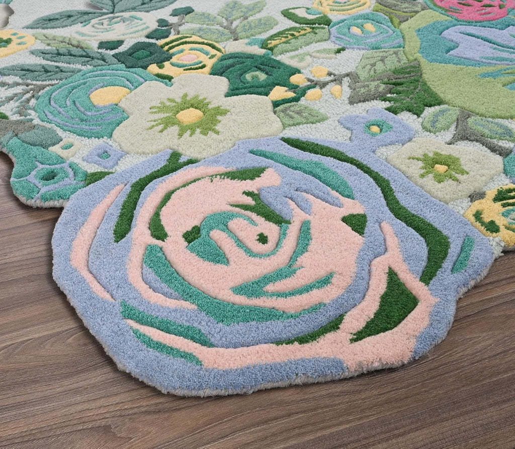Verdant Foliage Hand-Tufted Irregular Rug