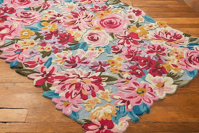 Multicolor Foliage Hand-Tufted Irregular Rug