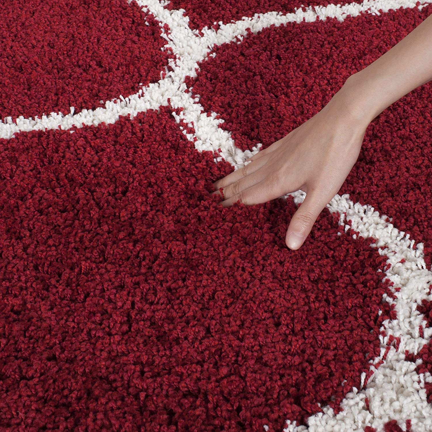 Maroon Moraccan Shaggy Carpet | Luxurious Handmade Microfiber Area Rug
