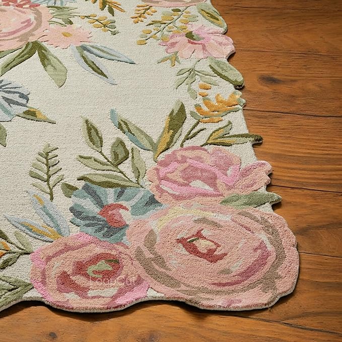 Multicolor Foliage Hand-Tufted Irregular Rug
