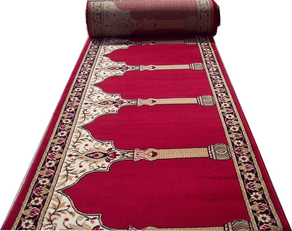 Red Janamaz Roll – Premium Masjid Carpet | Mosque Prayer Mat & Janamaz Rug