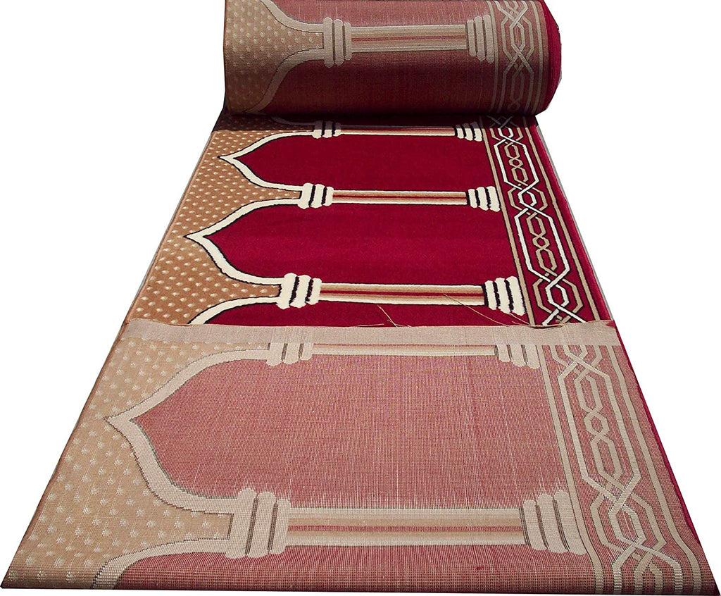 Red Janamaz Roll – Premium Masjid Carpet | Mosque Prayer Mat & Janamaz Rug
