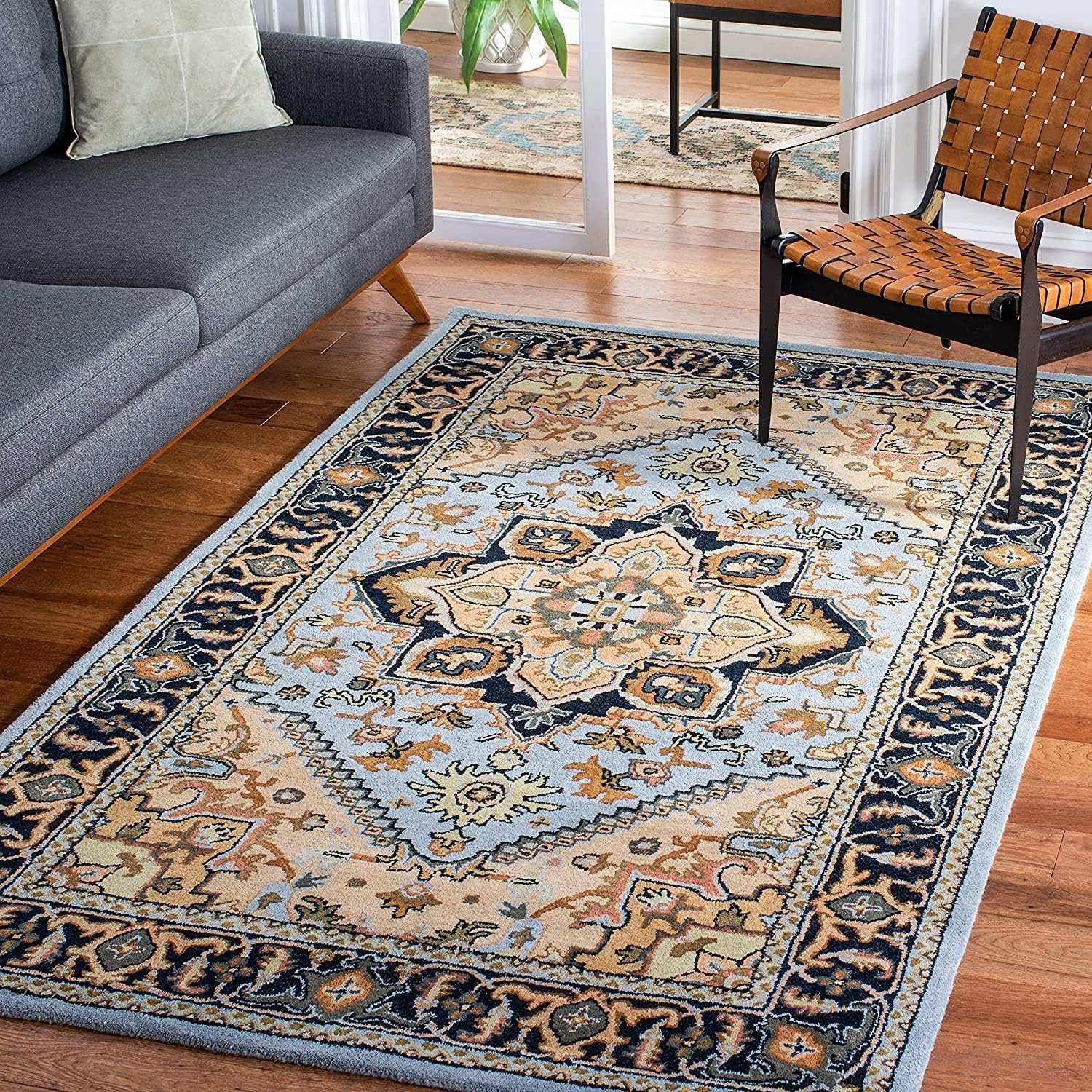 Silver Grey Persian Heriz Area Rug