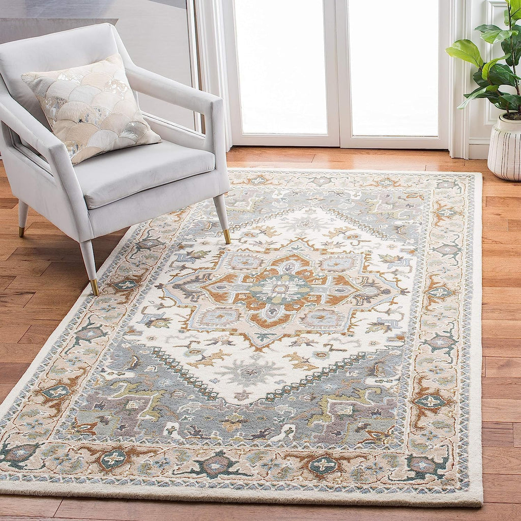 White Persian Heriz Area Rug