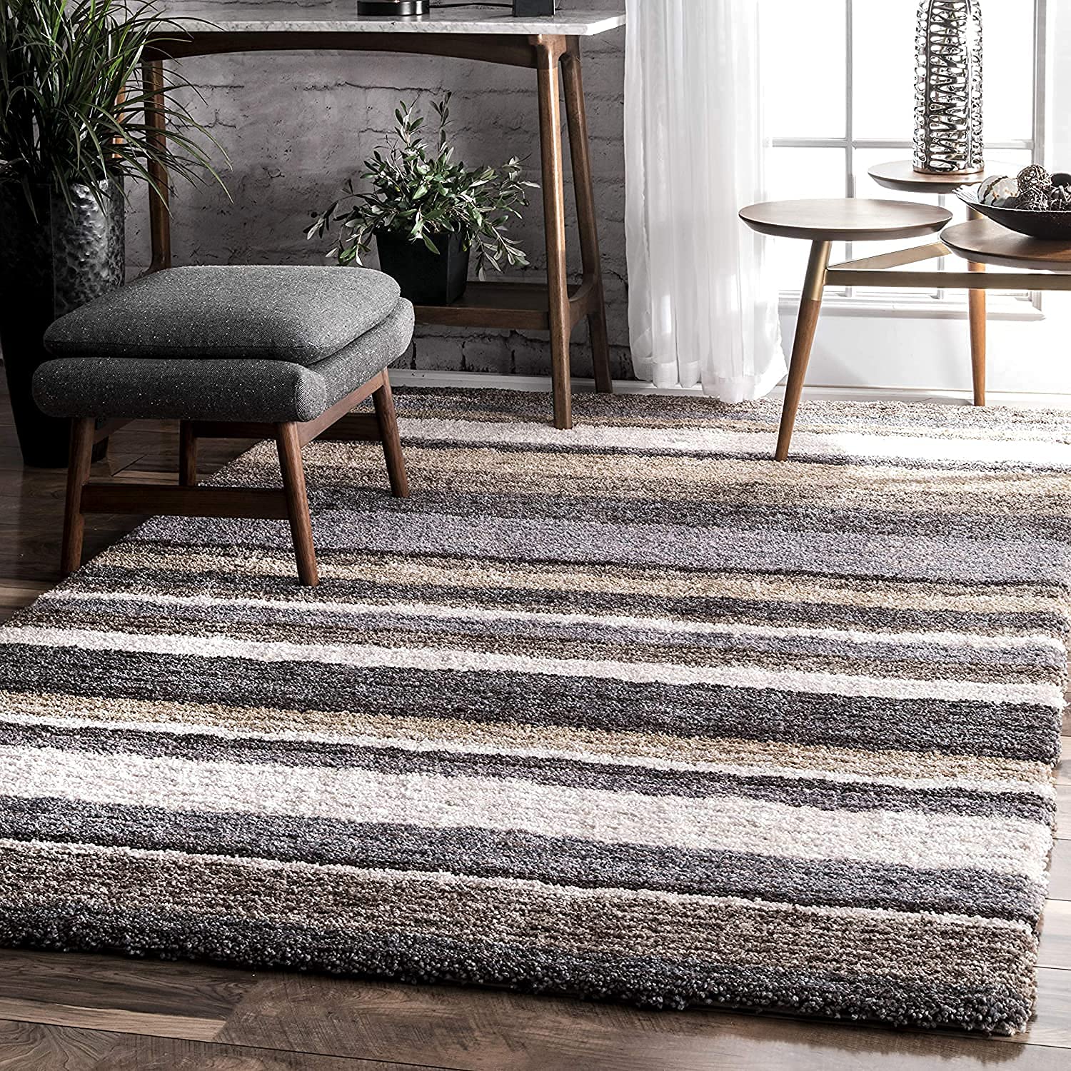 Grey Handmade Ombre Microfibre Carpet – Soft Area Rug for Living Room, Bedroom & Hall