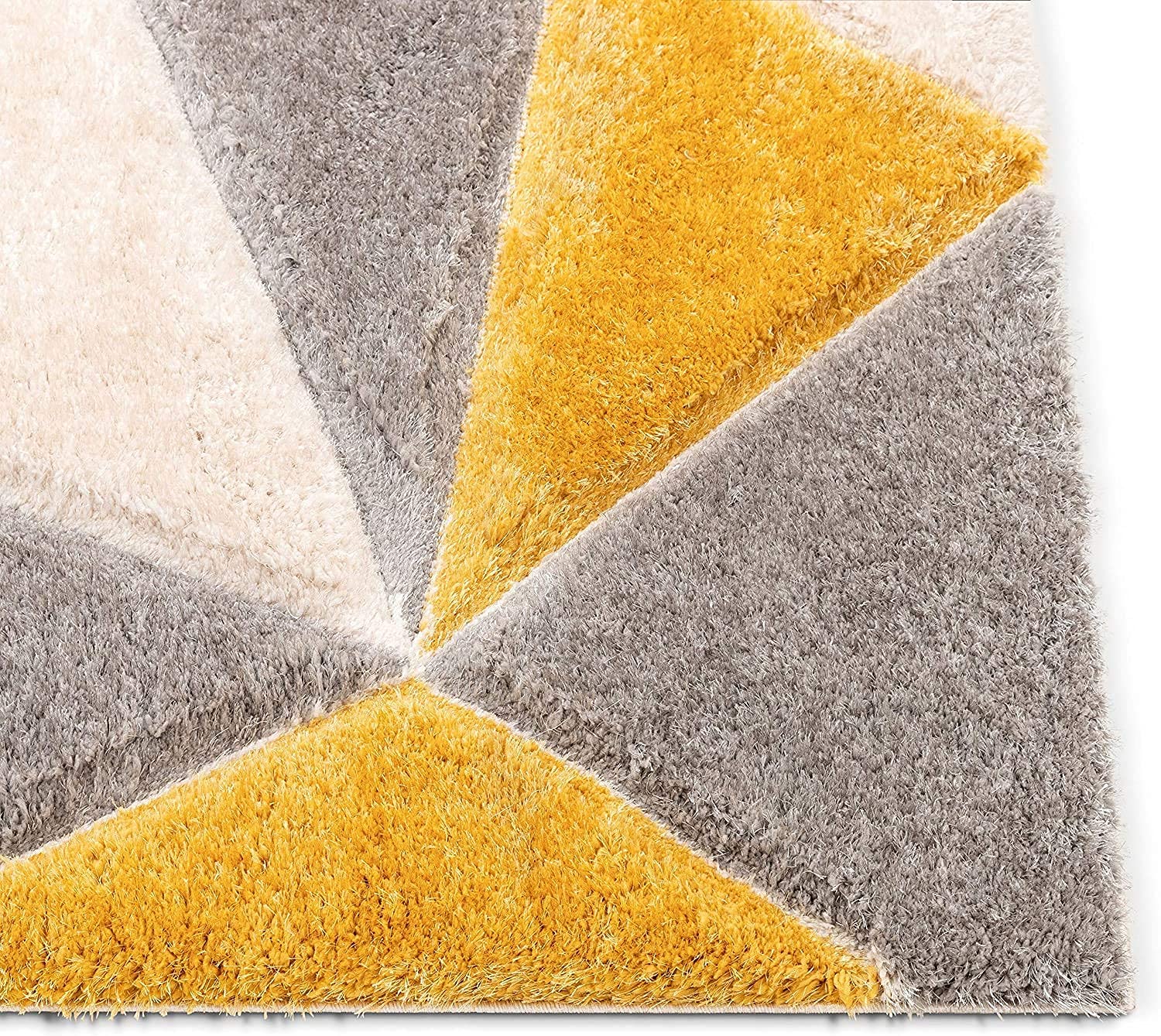 Yellow & Grey Shaggy Carpet | Luxurious Handmade Microfiber Area Rug