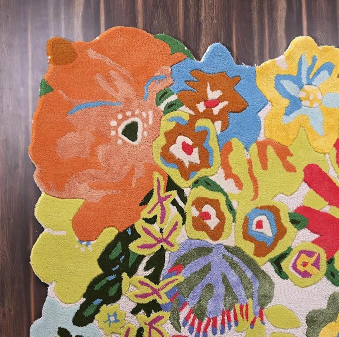 Multicolor Foliage Hand-Tufted Irregular Rug