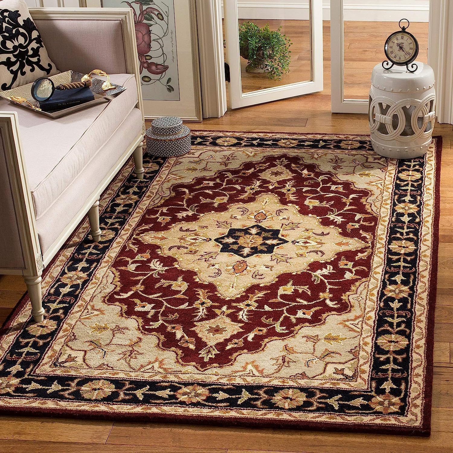 Maroon Persian Heriz Area Rug