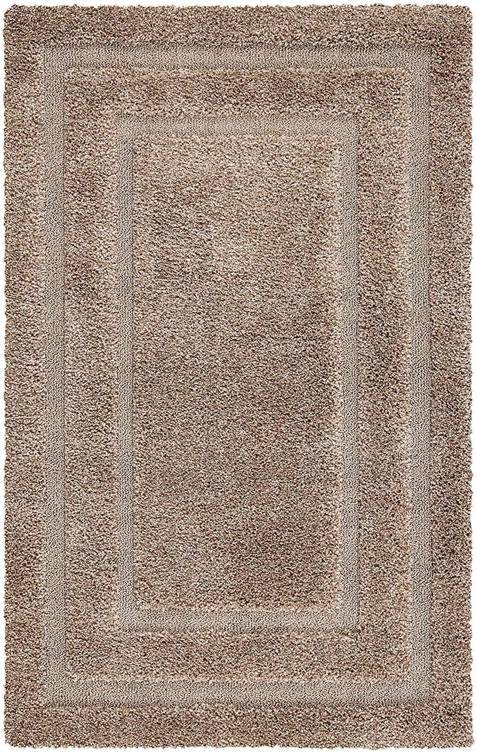 Beige Frame Shaggy Carpet | Soft & Fluffy Microfiber Area Rug