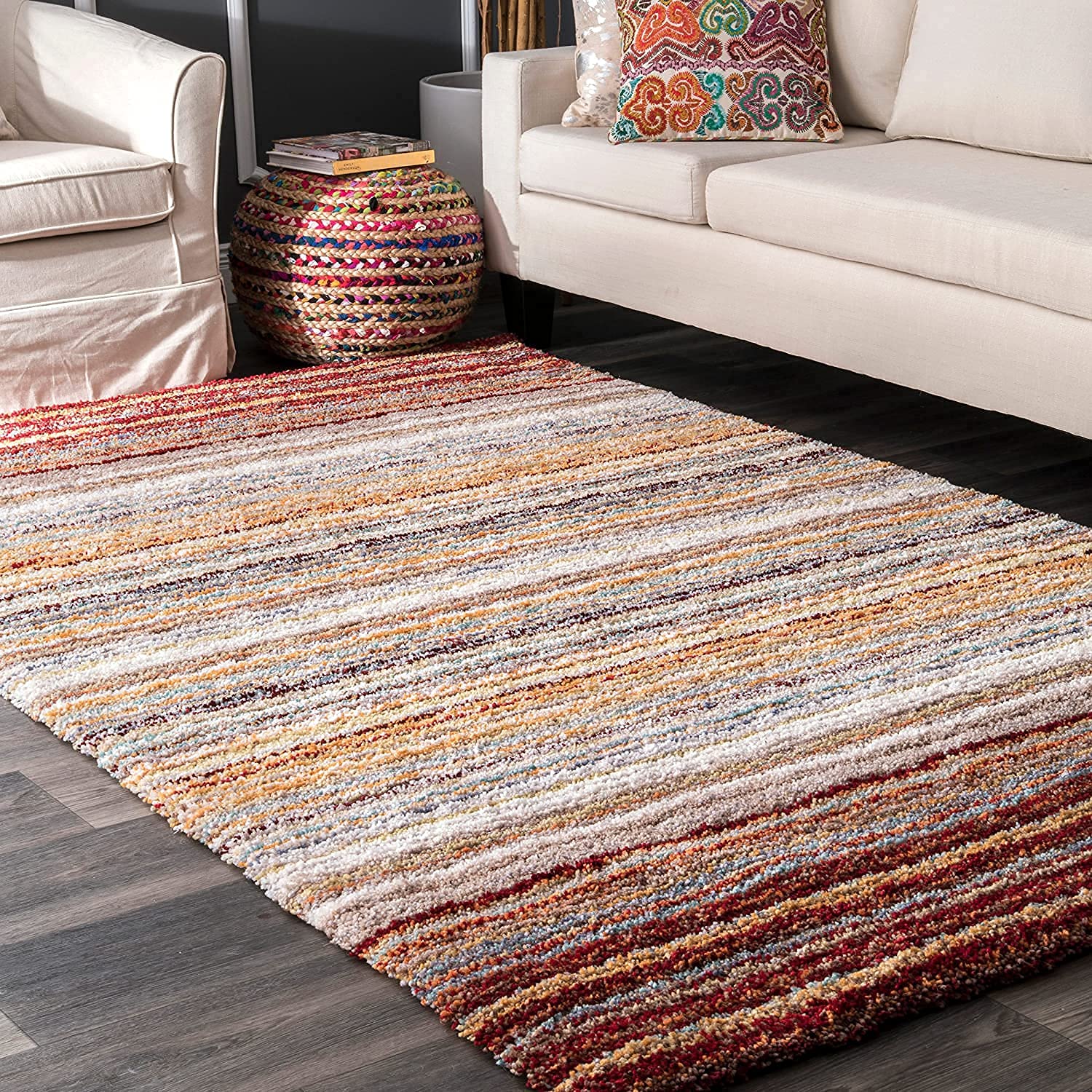 Red Handmade Ombre Microfibre Carpet – Soft Area Rug for Living Room, Bedroom & Hall