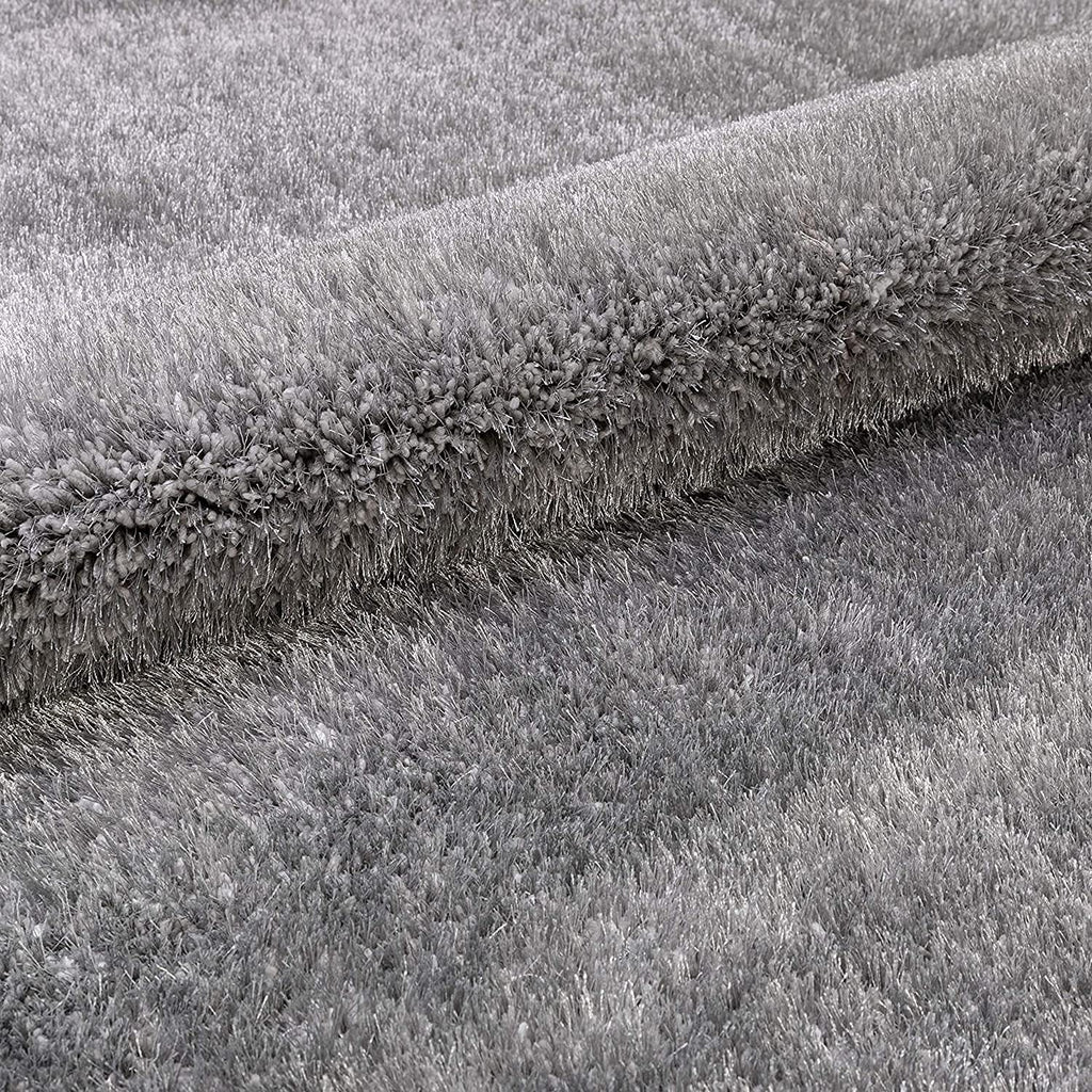 Silver Handmade Shaggy Carpet – Ultra Soft Area Rug for Living Room & Bedroom