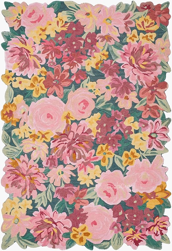Multicolor Foliage Hand-Tufted Irregular Rug