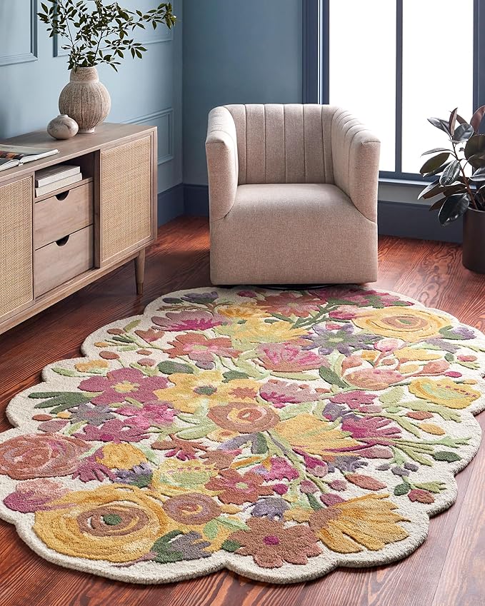 Multicolor Foliage Hand-Tufted Irregular Rug