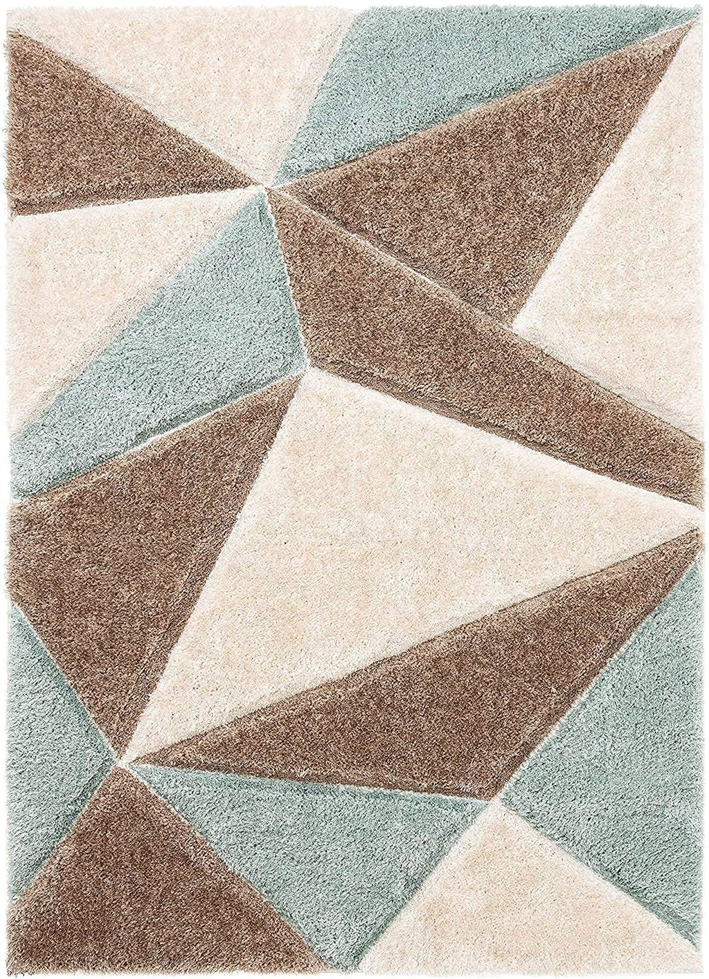 Beige & Sky Blue Shaggy Carpet | Luxurious Handmade Microfiber Area Rug