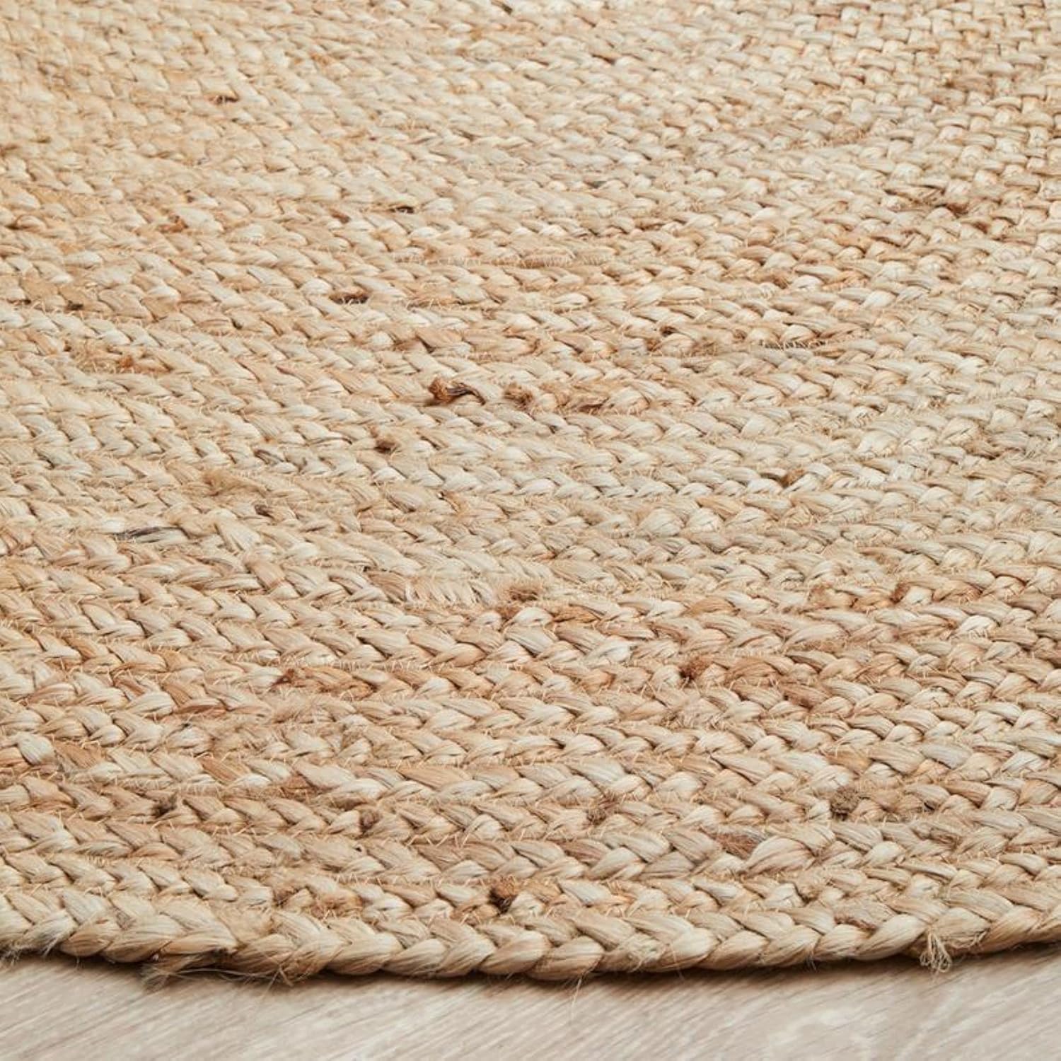 Natural Beige Round Handmade Braided Jute Rug