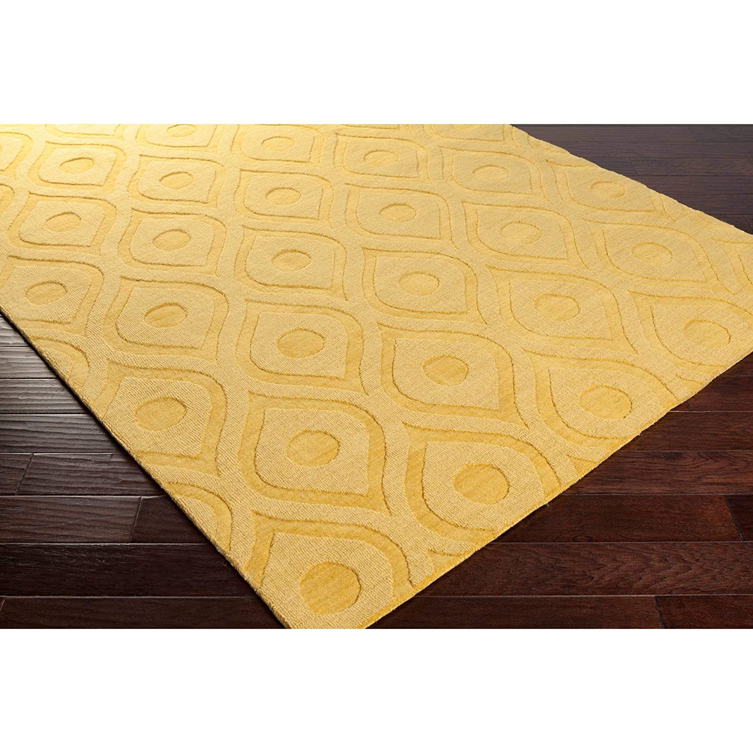Yellow Beehive Cut-Loop Hand-Tufted Wool Rug